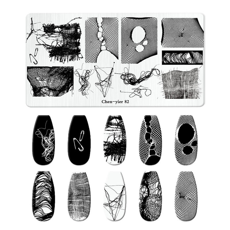 Geometric Leopard Denim Pattern Nail Stamping Plate – Multi-Design Nail Art Steel Plate With Arcylic Support Plate