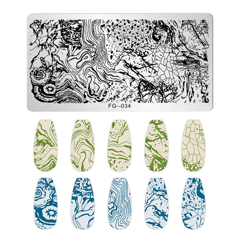 Geometric Leopard Denim Pattern Nail Stamping Plate – Multi-Design Nail Art Steel Plate With Arcylic Support Plate