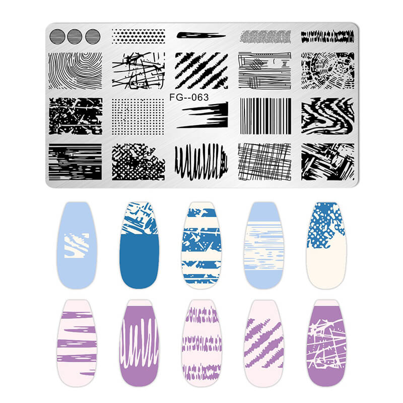 Geometric Leopard Denim Pattern Nail Stamping Plate – Multi-Design Nail Art Steel Plate With Arcylic Support Plate