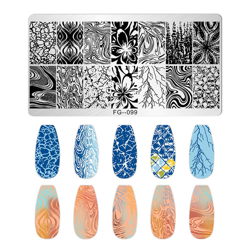 Geometric Leopard Denim Pattern Nail Stamping Plate – Multi-Design Nail Art Steel Plate With Arcylic Support Plate