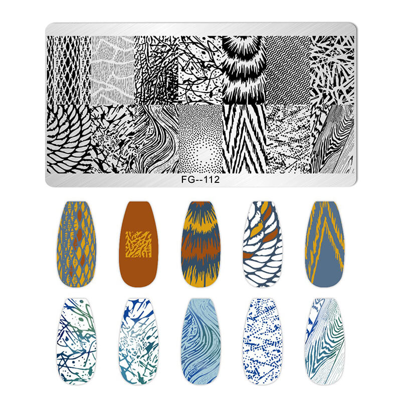 Geometric Leopard Denim Pattern Nail Stamping Plate – Multi-Design Nail Art Steel Plate With Arcylic Support Plate