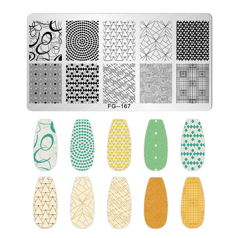 Geometric Leopard Denim Pattern Nail Stamping Plate – Multi-Design Nail Art Steel Plate With Arcylic Support Plate