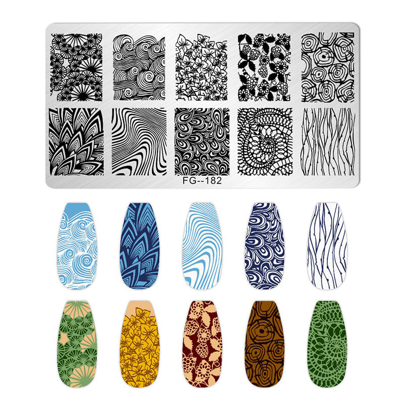 Geometric Leopard Denim Pattern Nail Stamping Plate – Multi-Design Nail Art Steel Plate With Arcylic Support Plate