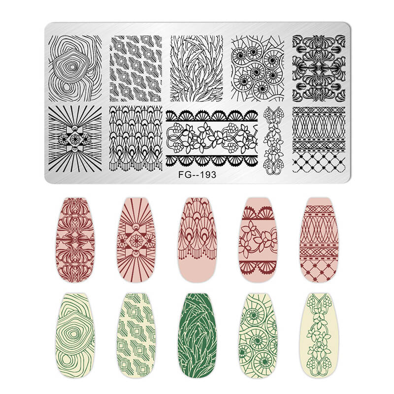 Geometric Leopard Denim Pattern Nail Stamping Plate – Multi-Design Nail Art Steel Plate With Arcylic Support Plate