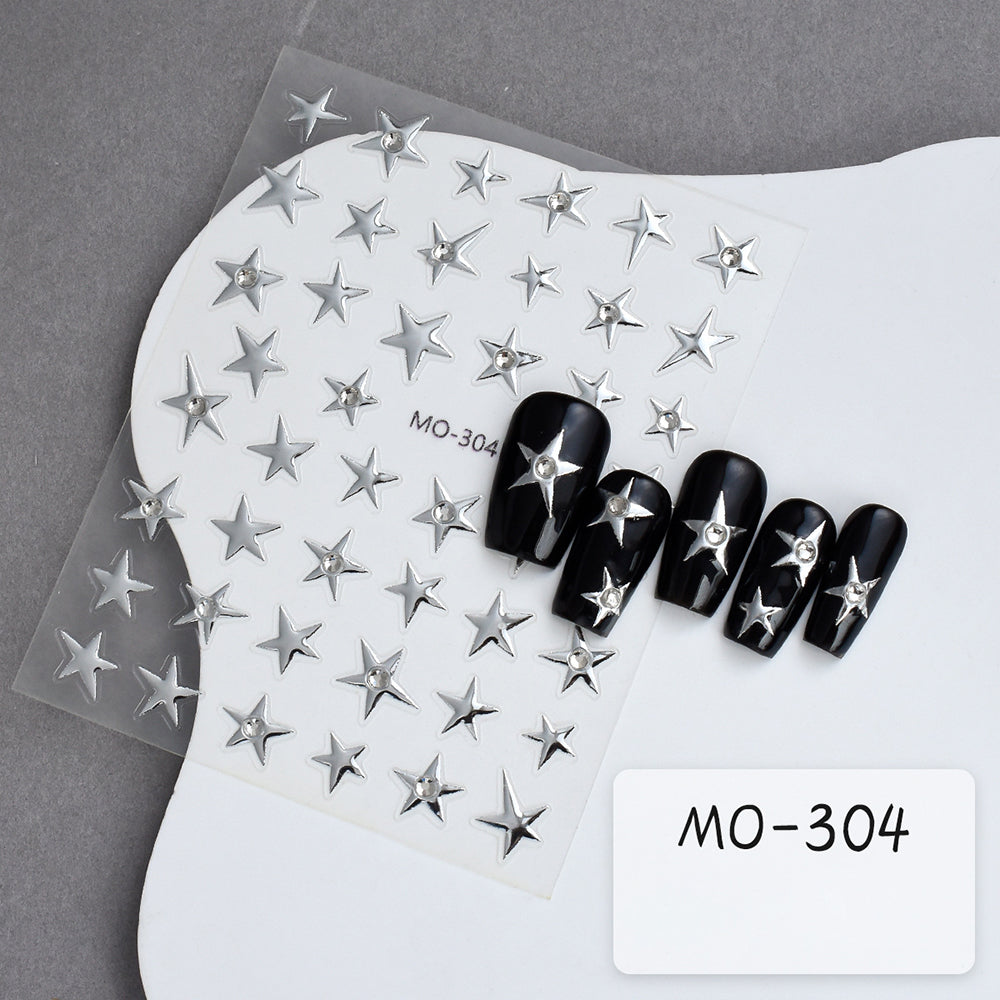 Five Point Star with Rhinestone Nail Art Sticker