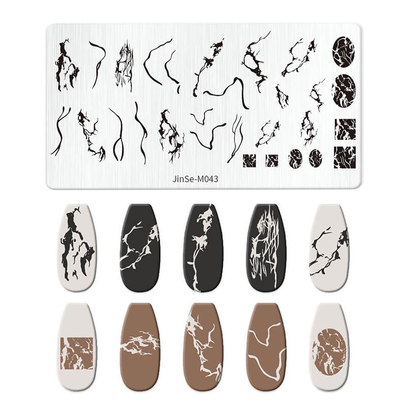 Geometric Leopard Denim Pattern Nail Stamping Plate – Multi-Design Nail Art Steel Plate With Arcylic Support Plate