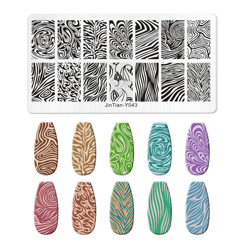 Geometric Leopard Denim Pattern Nail Stamping Plate – Multi-Design Nail Art Steel Plate With Arcylic Support Plate