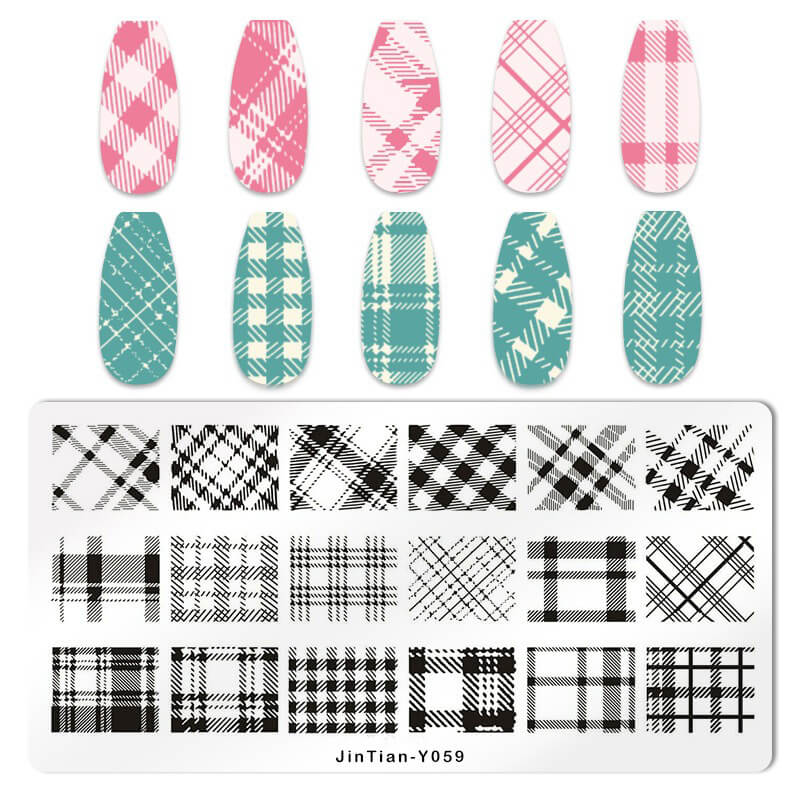 Geometric Leopard Denim Pattern Nail Stamping Plate – Multi-Design Nail Art Steel Plate With Arcylic Support Plate