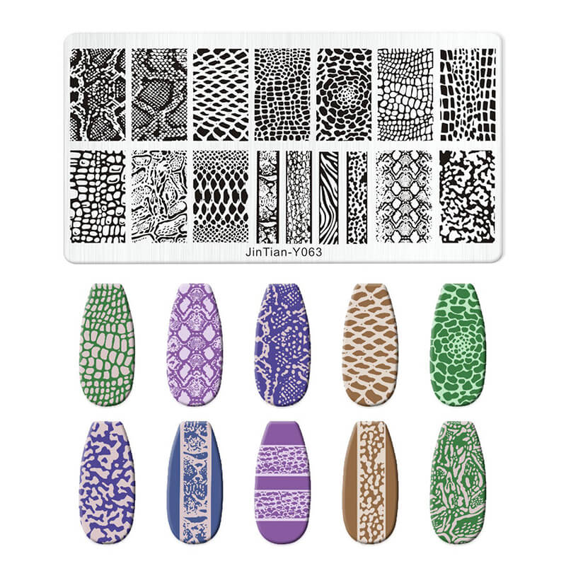 Geometric Leopard Denim Pattern Nail Stamping Plate – Multi-Design Nail Art Steel Plate With Arcylic Support Plate