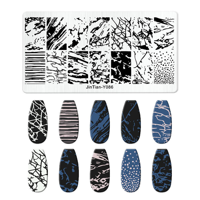 Geometric Leopard Denim Pattern Nail Stamping Plate – Multi-Design Nail Art Steel Plate With Arcylic Support Plate