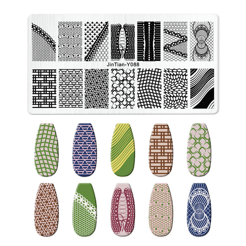 Geometric Leopard Denim Pattern Nail Stamping Plate – Multi-Design Nail Art Steel Plate With Arcylic Support Plate