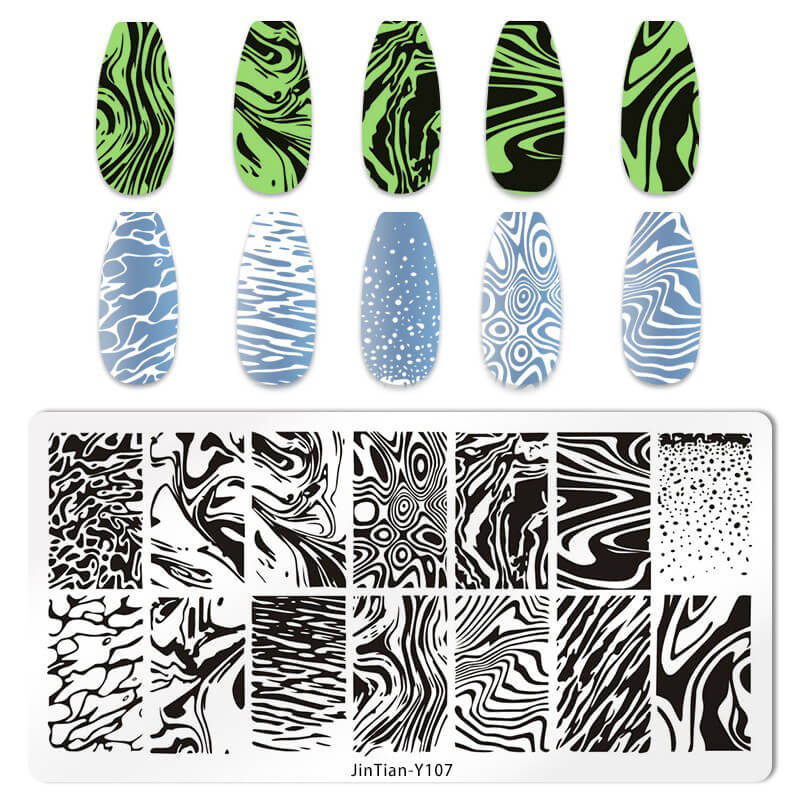 Geometric Leopard Denim Pattern Nail Stamping Plate – Multi-Design Nail Art Steel Plate With Arcylic Support Plate