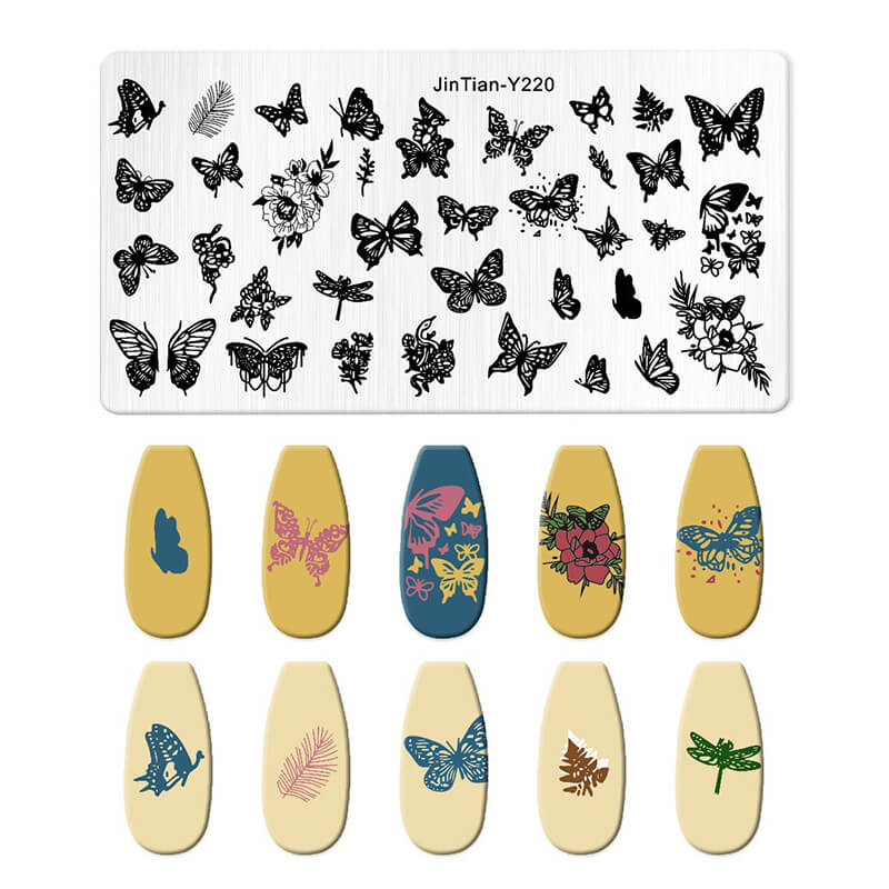 Leaf Botanical Butterfly Animal Pattern Nail Stamping Plate – Multi-Pattern Nail Art Steel Plate