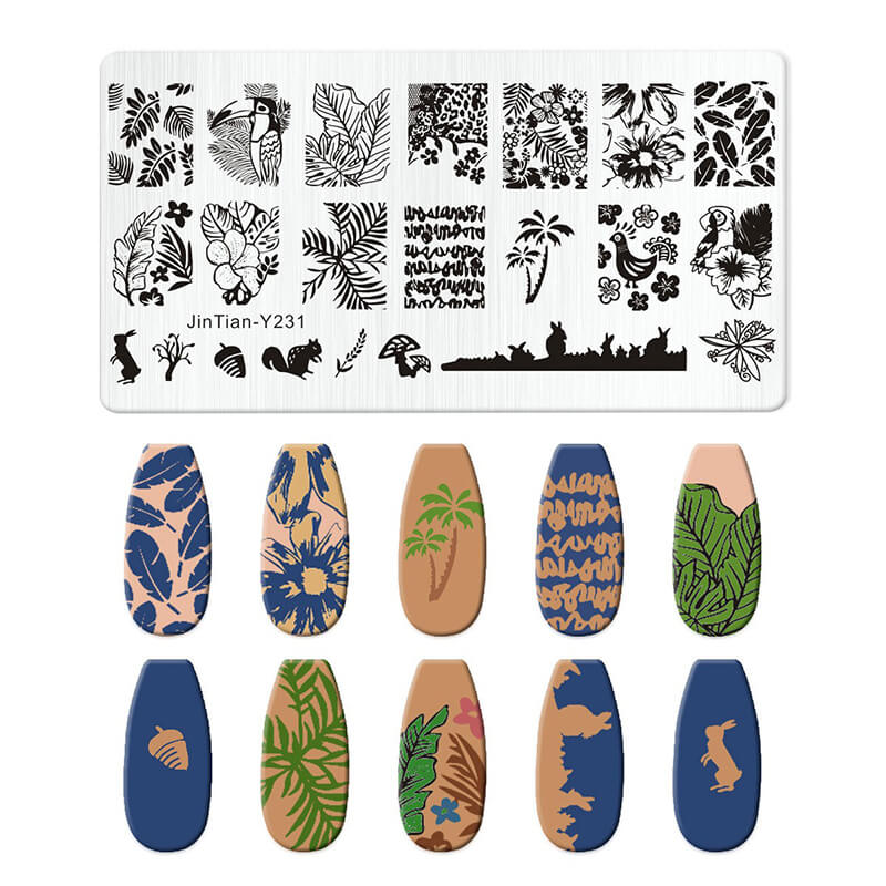 Leaf Botanical Butterfly Animal Pattern Nail Stamping Plate – Multi-Pattern Nail Art Steel Plate