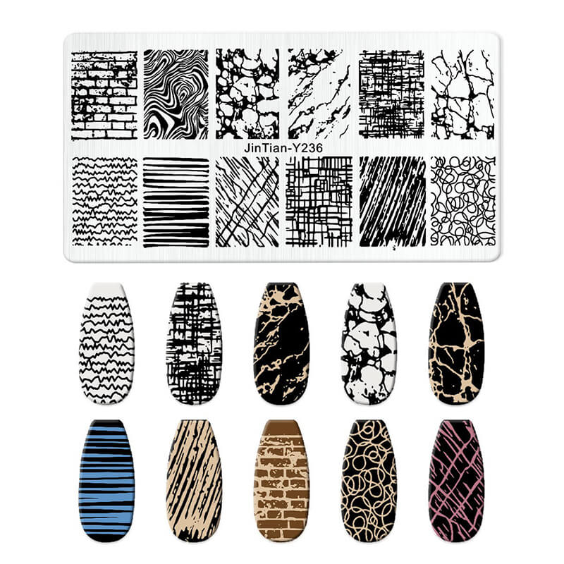 Geometric Leopard Denim Pattern Nail Stamping Plate – Multi-Design Nail Art Steel Plate With Arcylic Support Plate