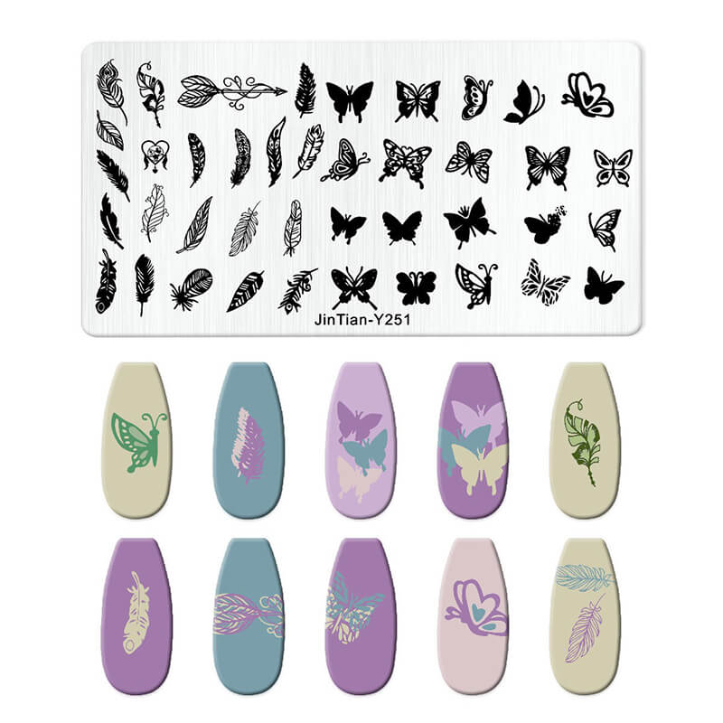 Leaf Botanical Butterfly Animal Pattern Nail Stamping Plate – Multi-Pattern Nail Art Steel Plate