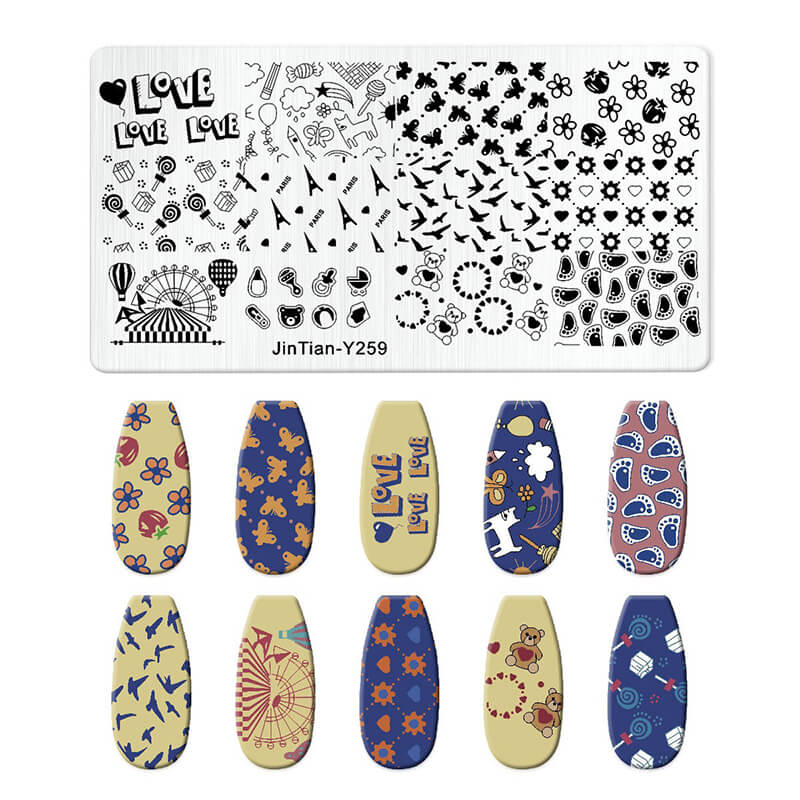 Leaf Botanical Butterfly Animal Pattern Nail Stamping Plate – Multi-Pattern Nail Art Steel Plate