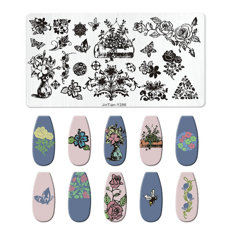 Leaf Botanical Butterfly Animal Pattern Nail Stamping Plate – Multi-Pattern Nail Art Steel Plate