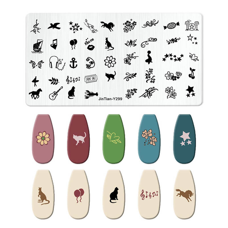 Leaf Botanical Butterfly Animal Pattern Nail Stamping Plate – Multi-Pattern Nail Art Steel Plate