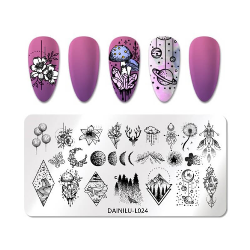 Geometric Lines & Dots Nail Stamping Plate – Abstract Pattern Steel Plate for Nail Art Design