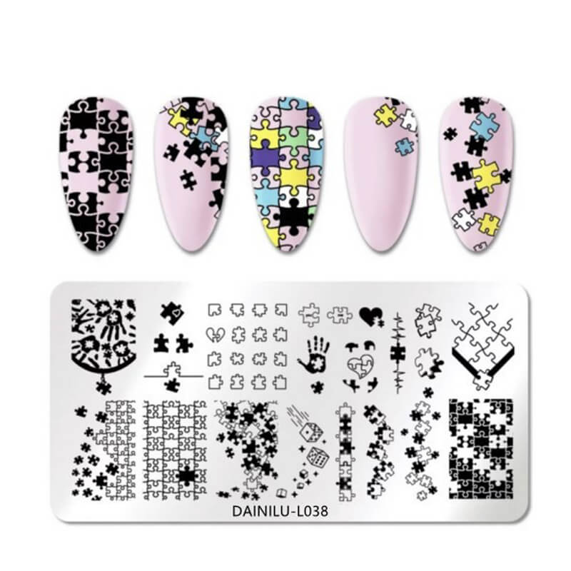 Geometric Lines & Dots Nail Stamping Plate – Abstract Pattern Steel Plate for Nail Art Design