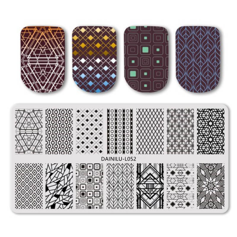Geometric Lines & Dots Nail Stamping Plate – Abstract Pattern Steel Plate for Nail Art Design