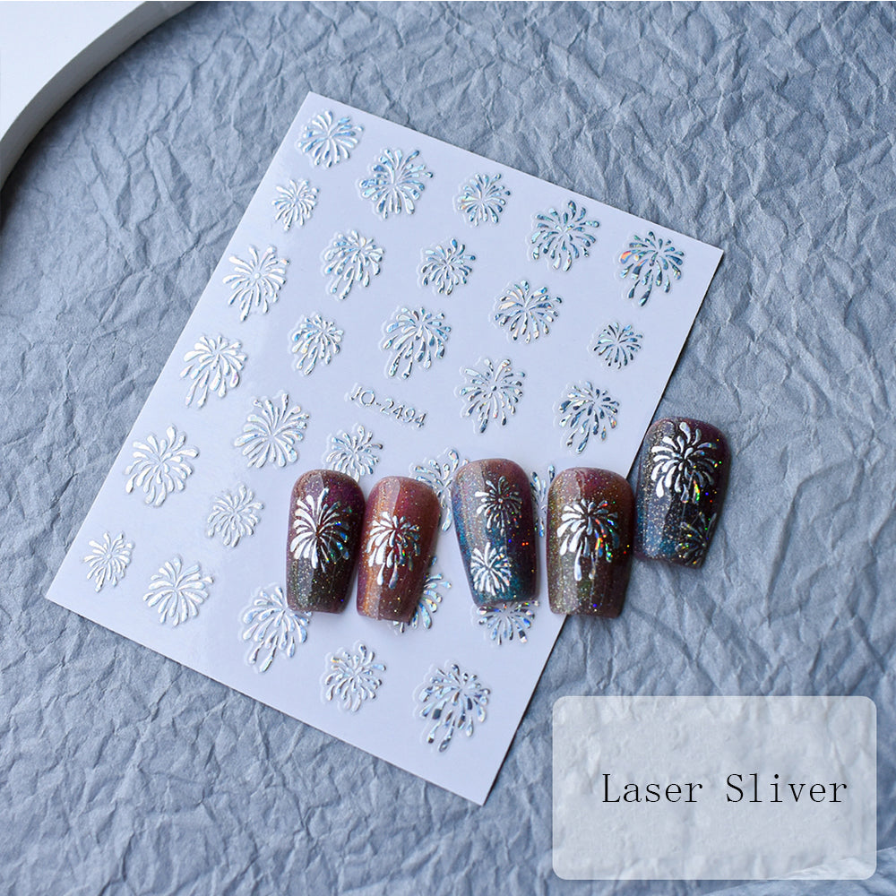 Fireworks Nail Art Stickers Fluorescent Nail Stencil Nail DIY Decals