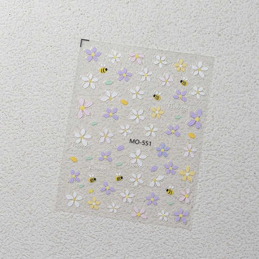 3D Embossed Cute Flower Nail Stickers for Manicure