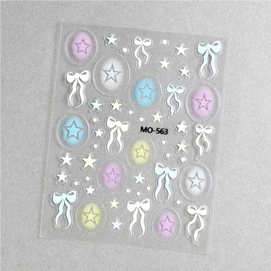Hollow Nail Stickers with Hearts Stars and Bows