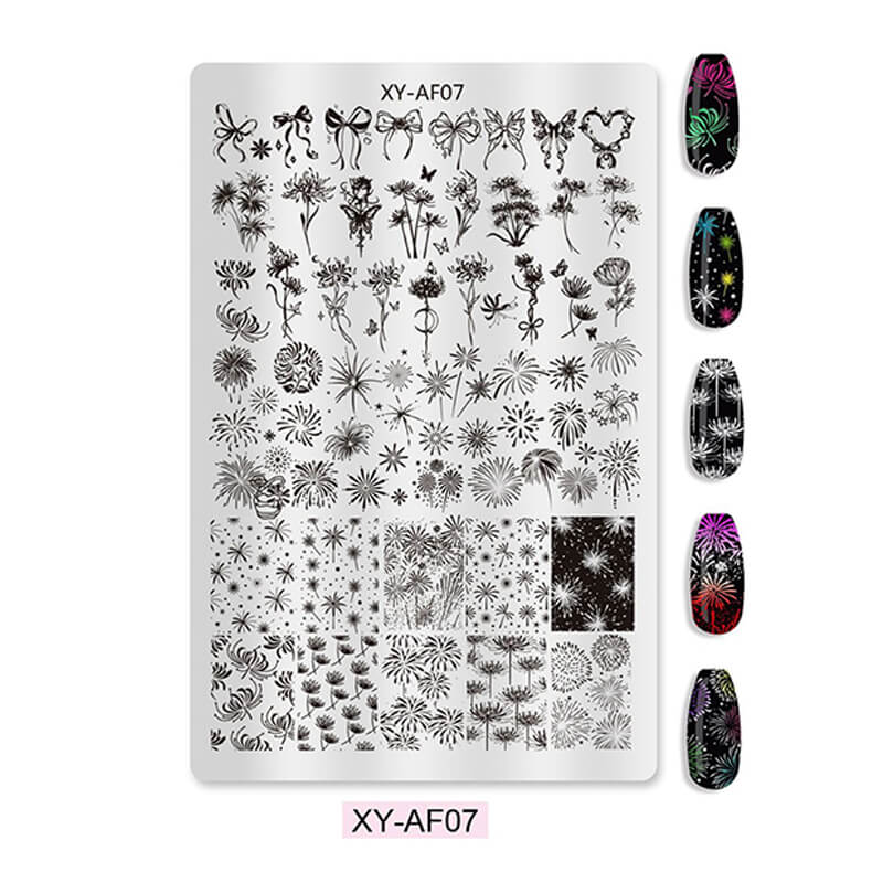 Multi-Pattern Nail Stamping Plate – Butterfly, Cartoon, Lace, Animal, Plaid & Flower Designs