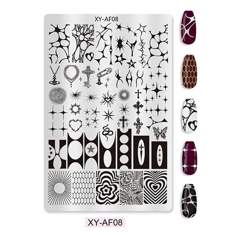 Multi-Pattern Nail Stamping Plate – Butterfly, Cartoon, Lace, Animal, Plaid & Flower Designs