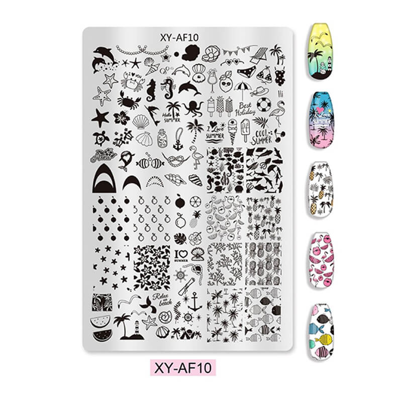 Multi-Pattern Nail Stamping Plate – Butterfly, Cartoon, Lace, Animal, Plaid & Flower Designs