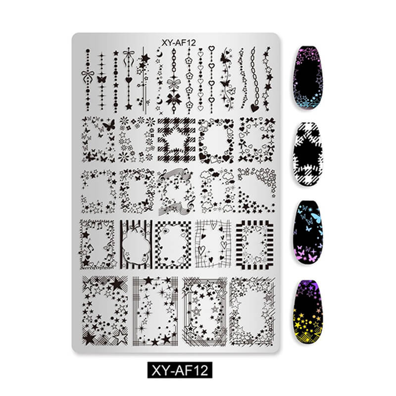 Multi-Pattern Nail Stamping Plate – Butterfly, Cartoon, Lace, Animal, Plaid & Flower Designs