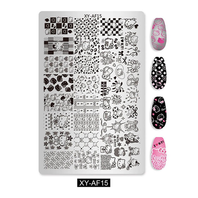 Multi-Pattern Nail Stamping Plate – Butterfly, Cartoon, Lace, Animal, Plaid & Flower Designs