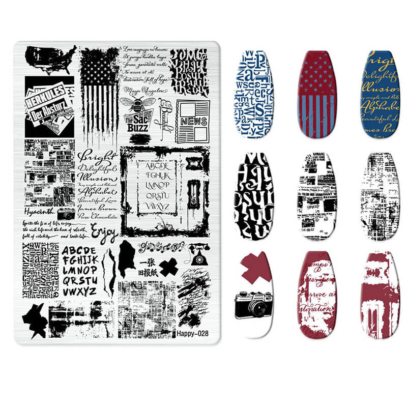 Multi-Pattern Nail Stamping Plate – Heart, Star, Frame, Leopard & Comic Style Designs
