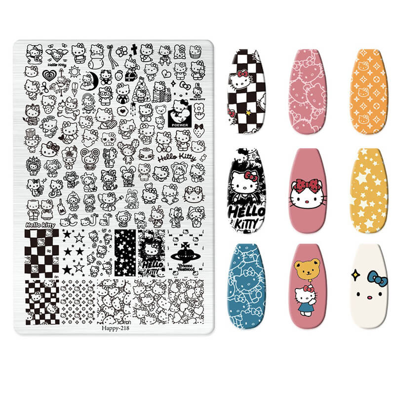 Multi-Pattern Nail Stamping Plate – Heart, Star, Frame, Leopard & Comic Style Designs