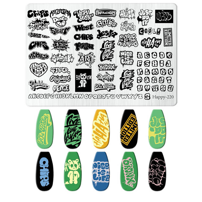 Multi-Pattern Nail Stamping Plate – Heart, Star, Frame, Leopard & Comic Style Designs