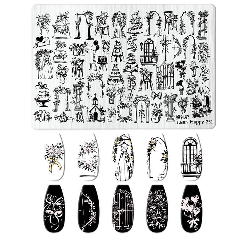 Multi-Pattern Nail Stamping Plate – Heart, Star, Frame, Leopard & Comic Style Designs