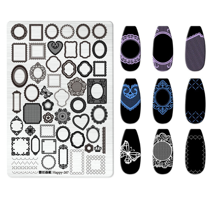 Multi-Pattern Nail Stamping Plate – Heart, Star, Frame, Leopard & Comic Style Designs