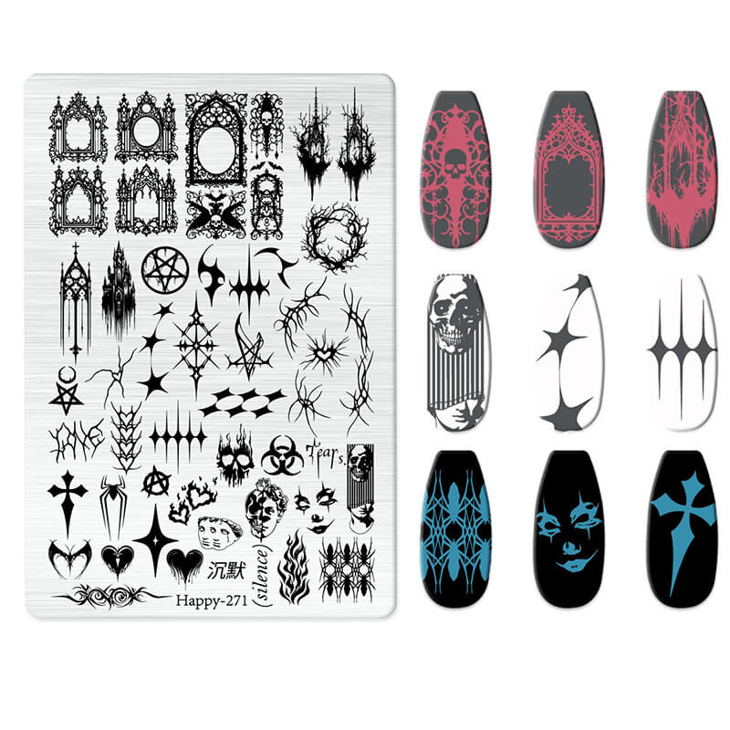 Multi-Pattern Nail Stamping Plate – Heart, Star, Frame, Leopard & Comic Style Designs