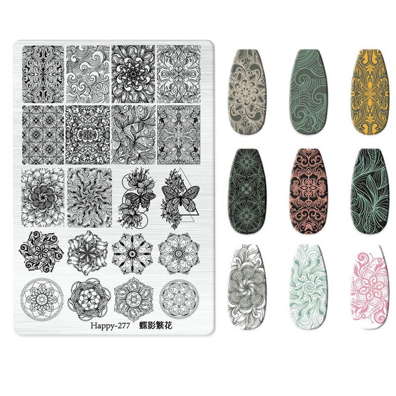 Multi-Pattern Nail Stamping Plate – Heart, Star, Frame, Leopard & Comic Style Designs