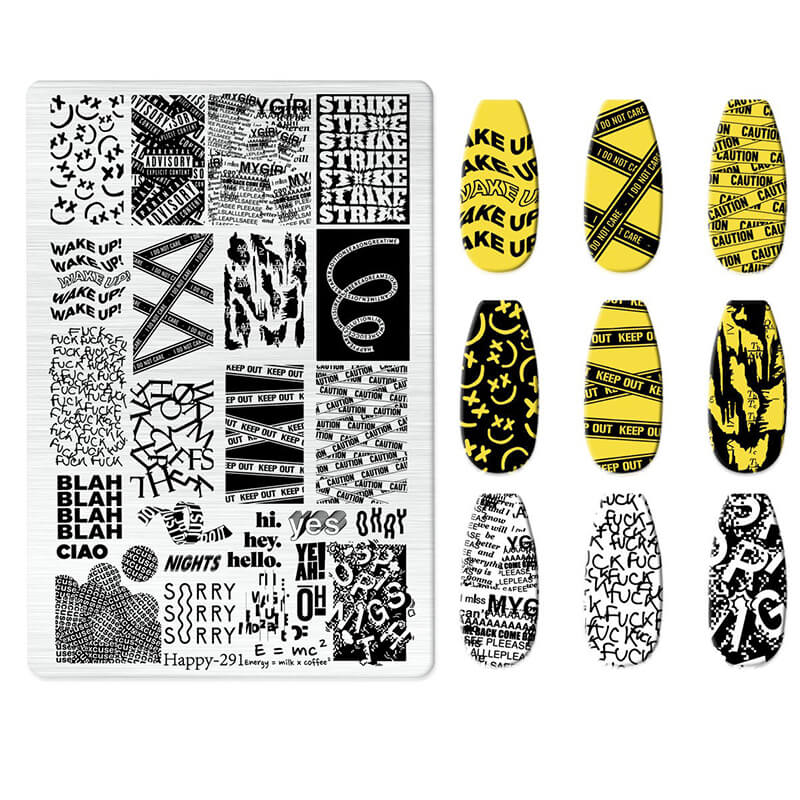 Multi-Pattern Nail Stamping Plate – Heart, Star, Frame, Leopard & Comic Style Designs