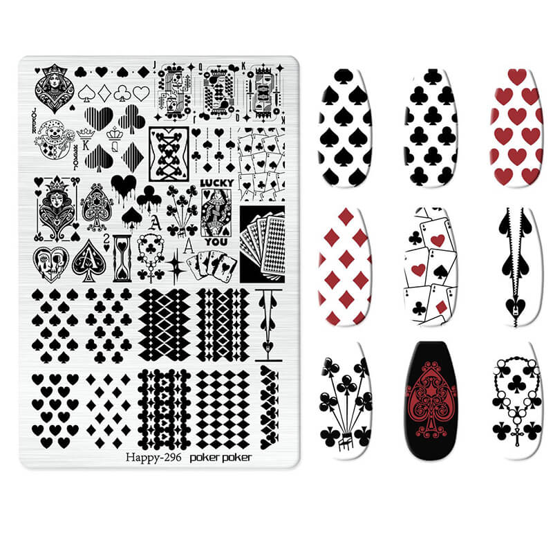 Multi-Pattern Nail Stamping Plate – Heart, Star, Frame, Leopard & Comic Style Designs
