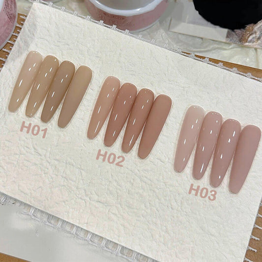 Nude gel polish with soft natural base color finish
