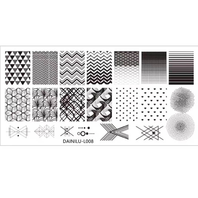 Geometric Lines & Dots Nail Stamping Plate – Abstract Pattern Steel Plate for Nail Art Design