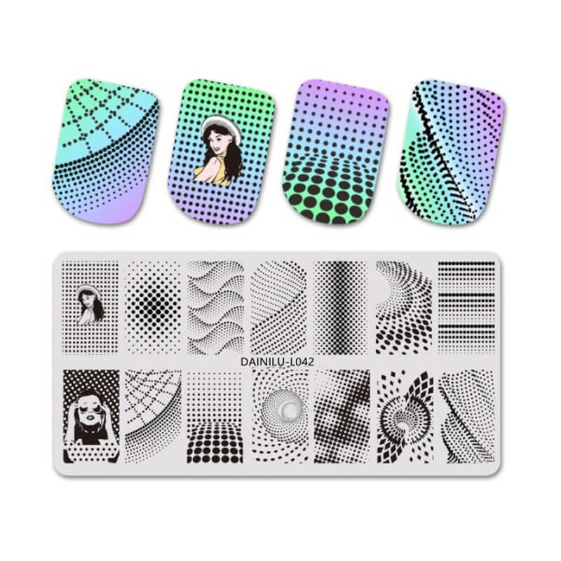 Geometric Lines & Dots Nail Stamping Plate – Abstract Pattern Steel Plate for Nail Art Design