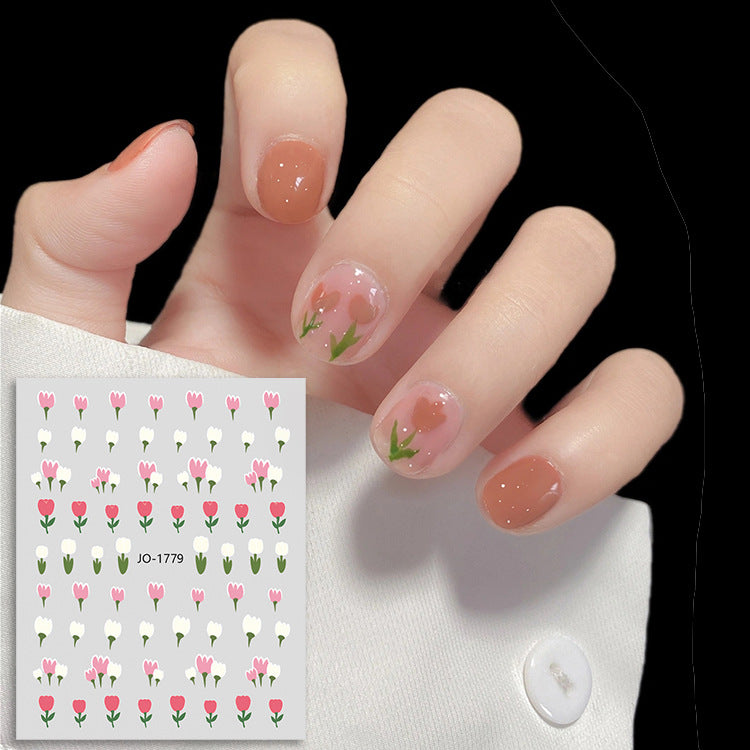 Flower Nail Adhesive Stickers Tulip Floral Nail Decals for Nail Art