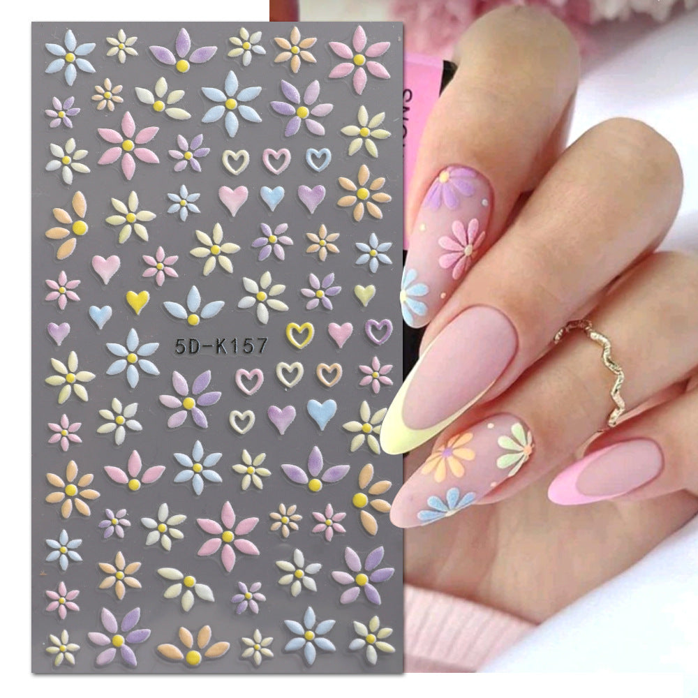 3D Nail Art Sticker Cute Flower Sticker for Easy Manicure