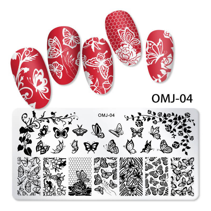 Butterfly Floral Snowflake Starburst Nail Stamping Plate – Multi-Pattern Nail Art Steel Plate