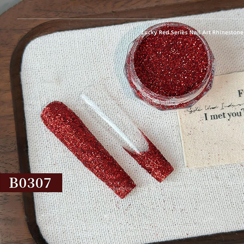Ultra Sparkly Red Nail Glitter Powder – Crushed Diamond Effect